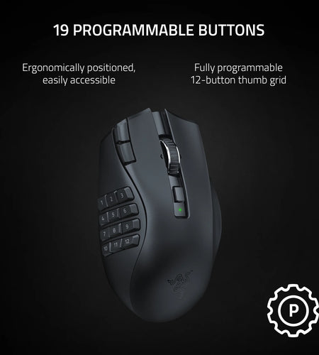 Naga V2 Hyperspeed Bluetooth Gaming Mice with AA Battery, Black