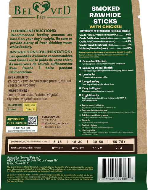 Load image into Gallery viewer, Dog Treats Rawhide Sticks Wrapped with Chicken 11 Oz Pet Natural Chew Treats - Grain Free Meat &amp; Human Grade Dried Snacks - Best for Small &amp; Large Dogs (10.6 Ounce (Pack of 1), Smoked Chicken)
