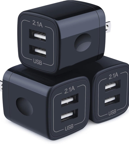 Wall Charger,Charger Cube,Charging Block Fast Charge 3Pack Dual Port 2.1A Power Brick Phone Charger Plug Box Head for Iphone 14 Pro/13/12/11/Xs Max/Xr/8/7/6 Plus,Samsung Galaxy S22 S21 S10 S9 S8 Plus