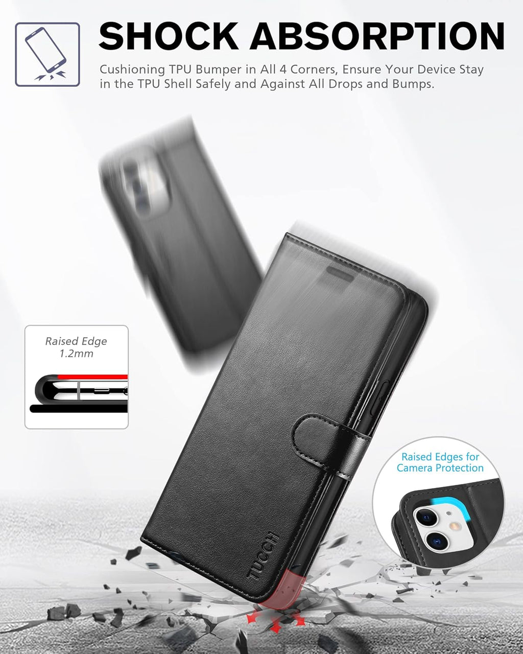Iphone 11 Case, Iphone 11 Wallet Case with [RFID Blocking] Card Slots Stand Magnetic Closure, Protective PU Leather [Shockproof TPU] Flip Cover Compatible with Iphone 11 (2019 6.1 Inch), Black