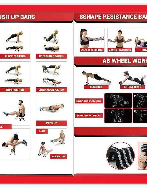 Load image into Gallery viewer, Ab Roller Wheel 17 in 1, Ab Wheel Workout Equipment Kit with Resistance Bands, Knee Mat, Jump Rope, Push-Up Bar, Ab Wheel Roller for Gym and Home Workout Unisex Abdominal Wheel for Core Strength Black
