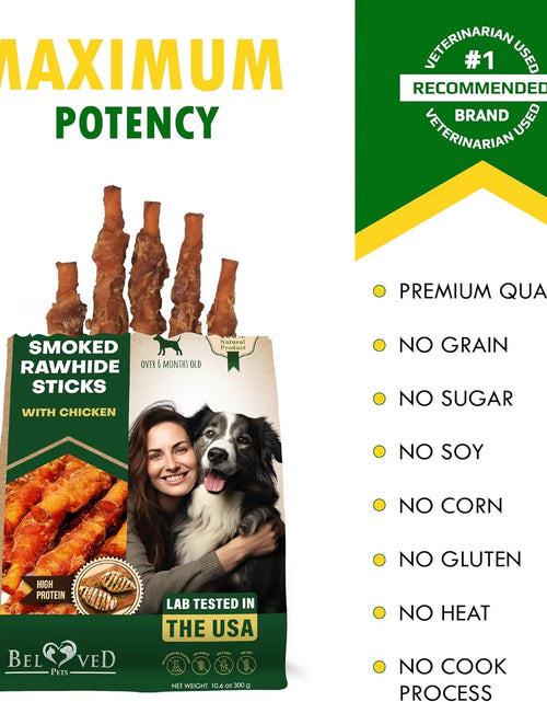 Load image into Gallery viewer, Dog Treats Rawhide Sticks Wrapped with Chicken 11 Oz Pet Natural Chew Treats - Grain Free Meat &amp; Human Grade Dried Snacks - Best for Small &amp; Large Dogs (10.6 Ounce (Pack of 1), Smoked Chicken)
