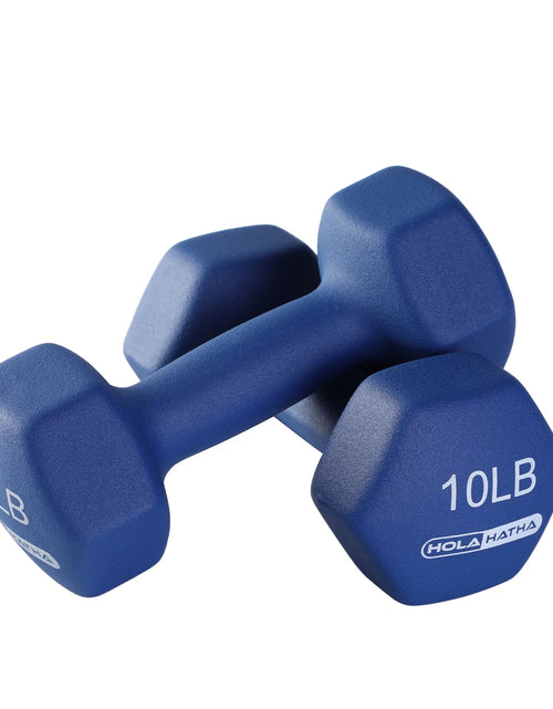 Load image into Gallery viewer, 5, 10, and 15 Lb Neoprene Dumbbell Free Hand Weight Set &amp; Rack
