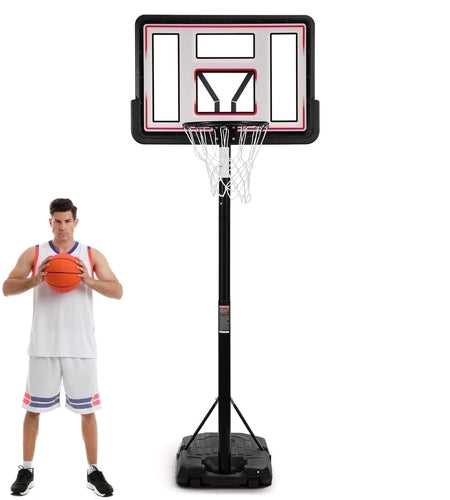 44In Basketball Hoop Adjustable Height 6.56Ft-10Ft Goal Durable Outdoor Portable Basketball System for All Age Ranges