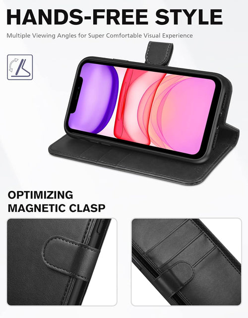 Load image into Gallery viewer, Iphone 11 Case, Iphone 11 Wallet Case with [RFID Blocking] Card Slots Stand Magnetic Closure, Protective PU Leather [Shockproof TPU] Flip Cover Compatible with Iphone 11 (2019 6.1 Inch), Black
