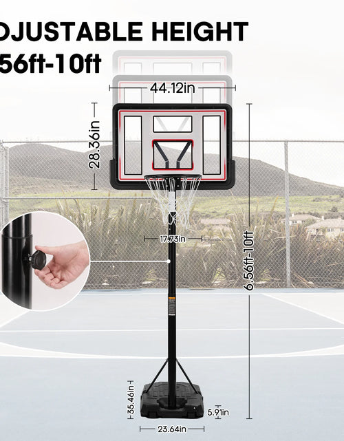 Load image into Gallery viewer, 44In Basketball Hoop Adjustable Height 6.56Ft-10Ft Goal Durable Outdoor Portable Basketball System for All Age Ranges
