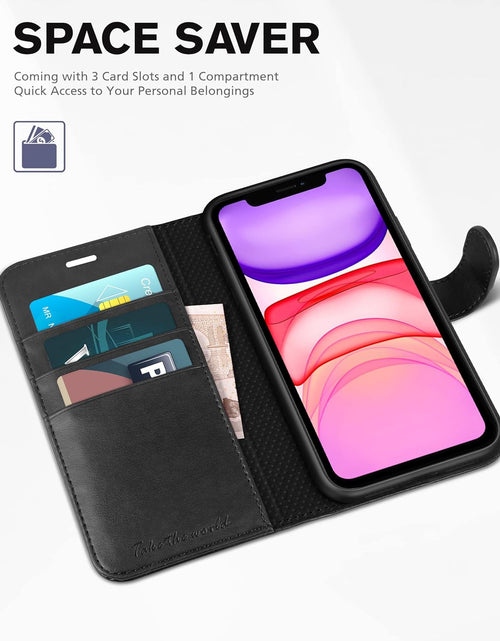 Load image into Gallery viewer, Iphone 11 Case, Iphone 11 Wallet Case with [RFID Blocking] Card Slots Stand Magnetic Closure, Protective PU Leather [Shockproof TPU] Flip Cover Compatible with Iphone 11 (2019 6.1 Inch), Black
