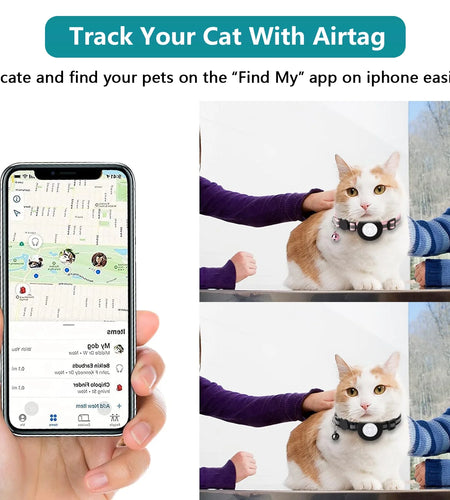 2 Pack Breakaway Airtag Cat Collar, Reflective Kitten Strap with Air Tag Case and Bell for Cat Kitten and Extra Small Dog, Black
