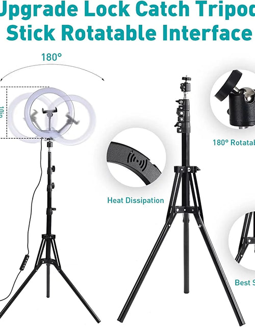 Load image into Gallery viewer, 13" RGB Selfie Ring Light W/ Tripod Stand &amp; Phone Holder 26 Modes 10 Brightness Level 120 LED Bulbs Dimmable Selfie Ringlight for Live Stream Makeup Youtube Video Photography Shooting
