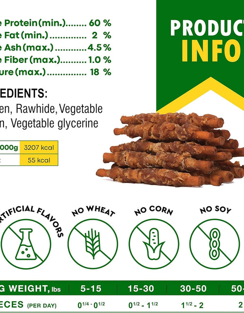 Load image into Gallery viewer, Dog Treats Rawhide Sticks Wrapped with Chicken 11 Oz Pet Natural Chew Treats - Grain Free Meat &amp; Human Grade Dried Snacks - Best for Small &amp; Large Dogs (10.6 Ounce (Pack of 1), Smoked Chicken)
