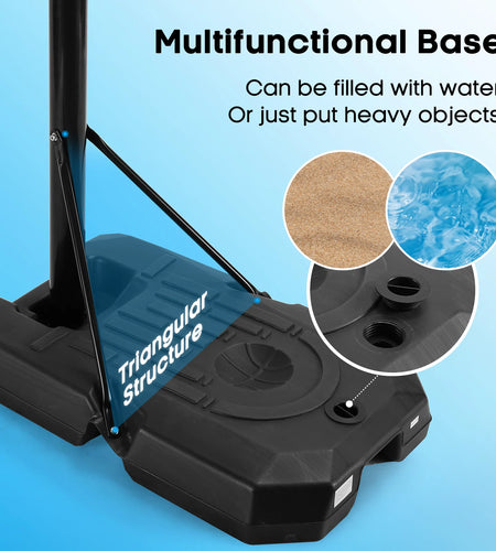 44In Basketball Hoop Adjustable Height 6.56Ft-10Ft Goal Durable Outdoor Portable Basketball System for All Age Ranges