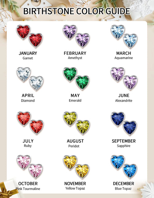Load image into Gallery viewer, 925 Sterling Silver Heart Birthstone Earrings, Synthetic Garnet Studs Cute Gift for Birthday Valentine'S Day, Party &amp; Daily Wear Accessory for Women
