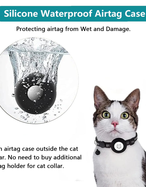 Load image into Gallery viewer, 2 Pack Breakaway Airtag Cat Collar, Reflective Kitten Strap with Air Tag Case and Bell for Cat Kitten and Extra Small Dog, Black
