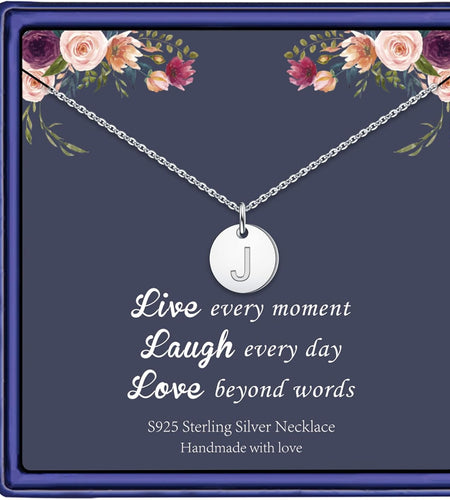 Valentines Gifts for Kids Teen Girls Women - 14K Gold Plated/Rose Gold Plated/S925 Sterling Silver Disc Initial Necklaces for Girls Jewelry Birthday Valentines Gifts for Kids Girl Teens Women