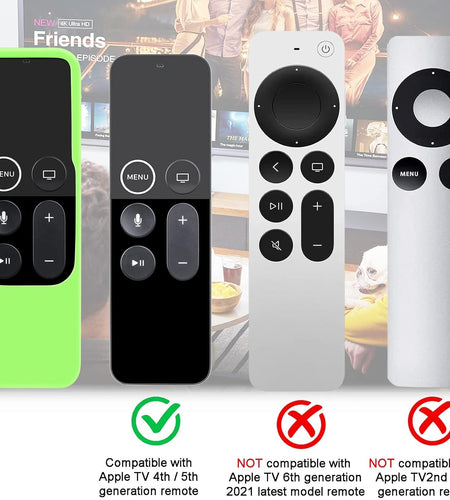 Case Compatible with Apple TV 4K/ 4Th Gen Remote Light Weight Anti-Slip Shock Proof Silicone Cover for Controller for Apple TV Siri Remote - Chartreuse