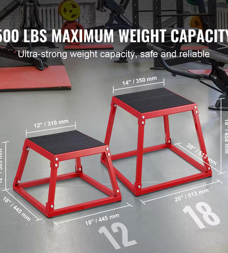 Plyometric Jump Box, 18 In. Plyo Box, Steel Plyometric Platform and Jumping Agility Box, Anti-Slip Fitness Exercise Box